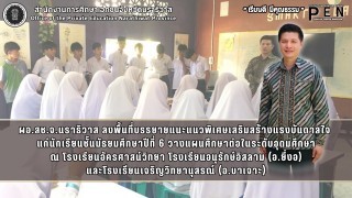 ผอ.สช.จ.นราธิวาส ลงพื้นที่บรรยายแนะแนวพิเศษเสริมสร้างแรงบันดาลใจ  แก่นักเรียนชั้นมัธยมศึกษาปีที่ 6 วางแผนศึกษาต่อในระดับอุดมศึกษา
