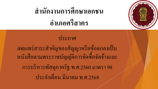 สรุปผลการดำเนินการจัดซื้อจัดจ้างในรอบเดือนมีนาคม 2568 สช.อ.ศรีสาคร