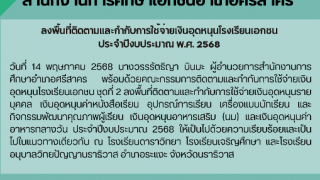ลงพื้นที่ติดตามและกำกับการใช้จ่ายเงินอุดหนุนโรงเรียนเอกชน  ประจำปีงบประมาณ พ.ศ. 2568 
