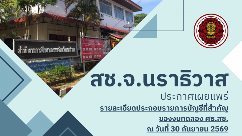 รายละเอียดประกอบรายการบัญชีที่สำคัญของงบทดลอง สำนักงานการศึกษาเอกชนจังหวัดนราธิวาส ณ วันที่ 30 กันยายน 2569