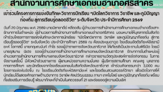 เข้าร่วมโครงการการแข่งขันทักษะวิชาการนักเรียน “เปิดโลกวิชาการ วิชาชีพ และภูมิปัญญาท้องถิ่น สู่การเรียนรู้ตลอดชีวิต” ระดับจังหวัด ประจำปีการศึกษา 2569