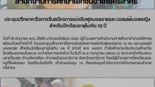 ประชุมปรึกษาหารือการรับสมัครการแข่งขันฟุตบอลชายและวอลเล่ย์บอลหญิง  สำหรับนักเรียนอายุไม่เกิน ๑๒ ปี